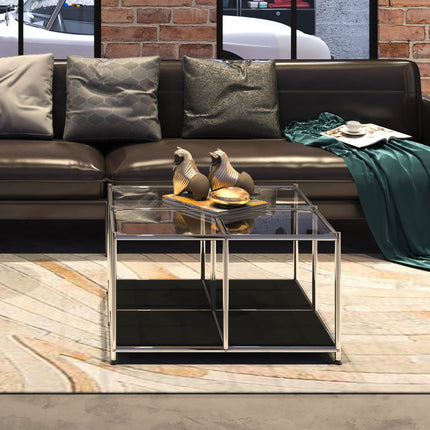 Metal Square Coffee Table with Storage