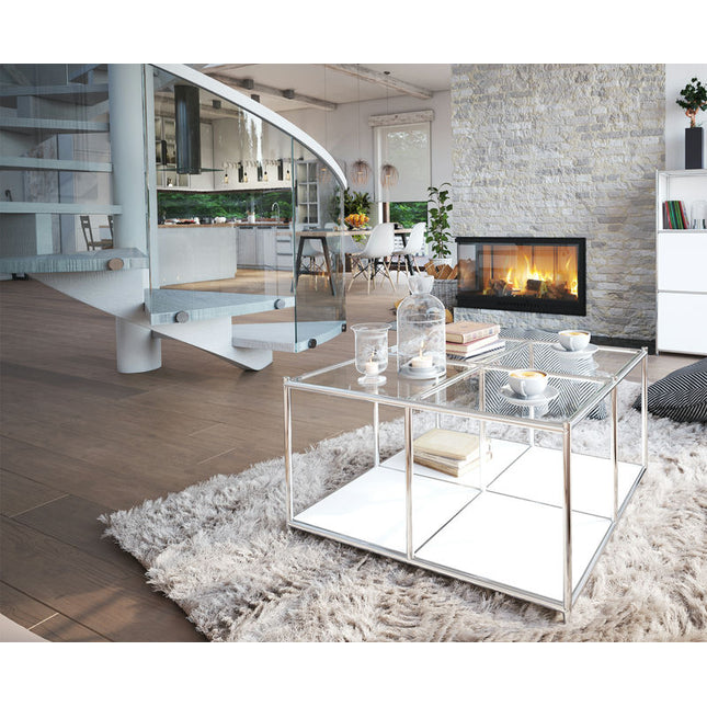 Metal Square Coffee Table with Storage White