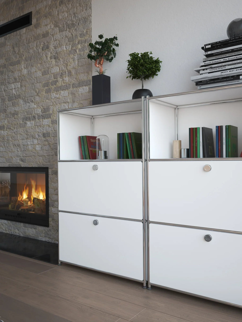 SIMPLINK 47-Inch Metal Storage Cabinet with Open Shelves