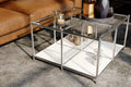 SIMPLINK 30.7-Inch Square Metal Coffee Table with Open Storage