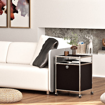 Storage Cart with 1 Flap Door Black