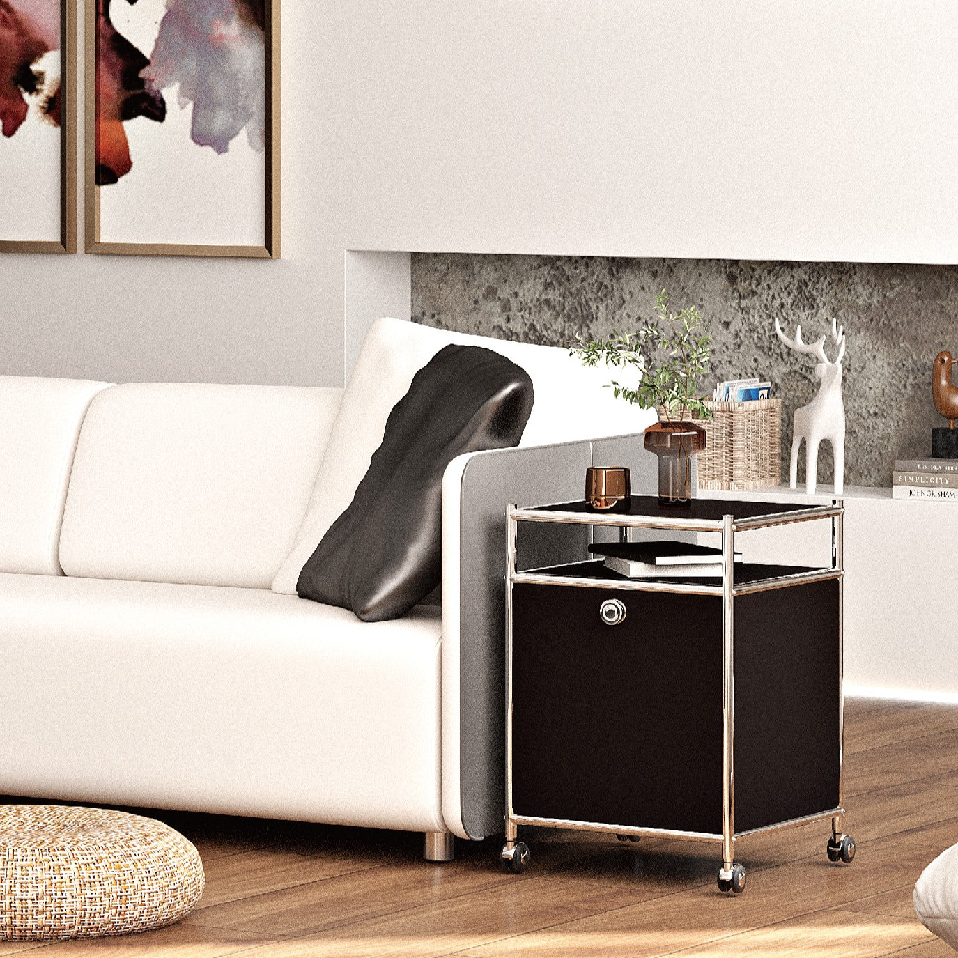 SIMPLINK 23-Inch Metal Storage Cart with Flap Door