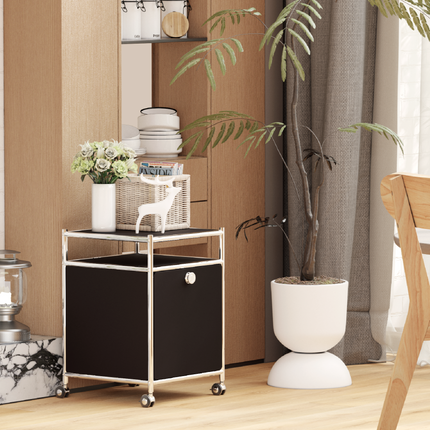 Storage Cart with 1 Flap Door Black