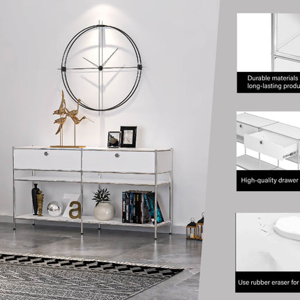 Metal Console Table with 2 Drawers White