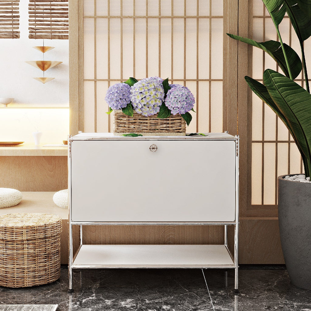 SIMPLINK 27.5-Inch Metal Side Table with Flap Door