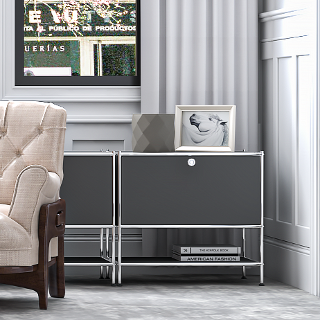 SIMPLINK 27.5-Inch Metal Side Table with Flap Door