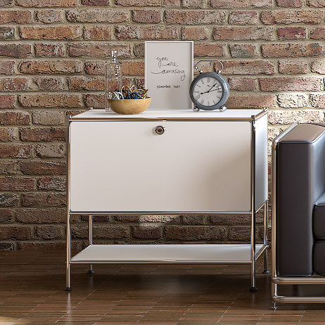 SIMPLINK 27.5-Inch Metal Side Table with Flap Door