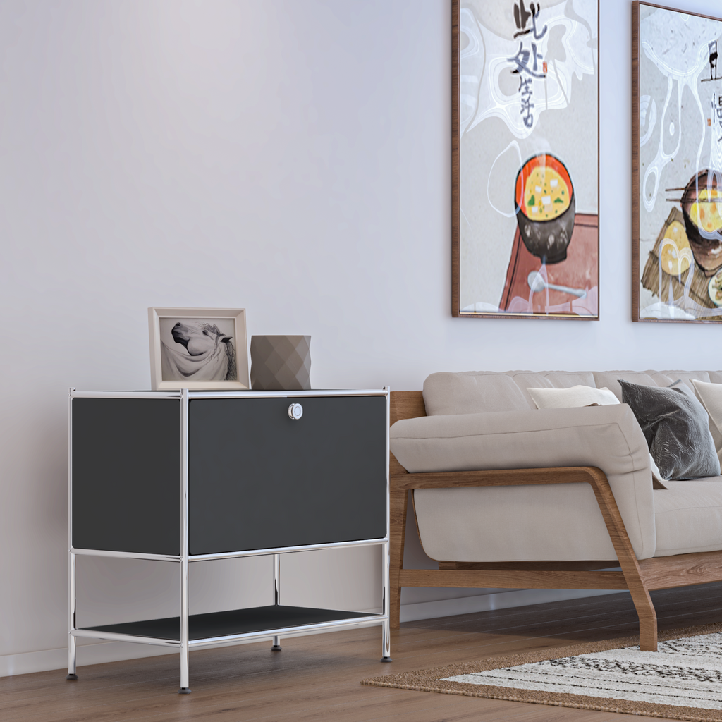 SIMPLINK 27.5-Inch Metal Side Table with Flap Door