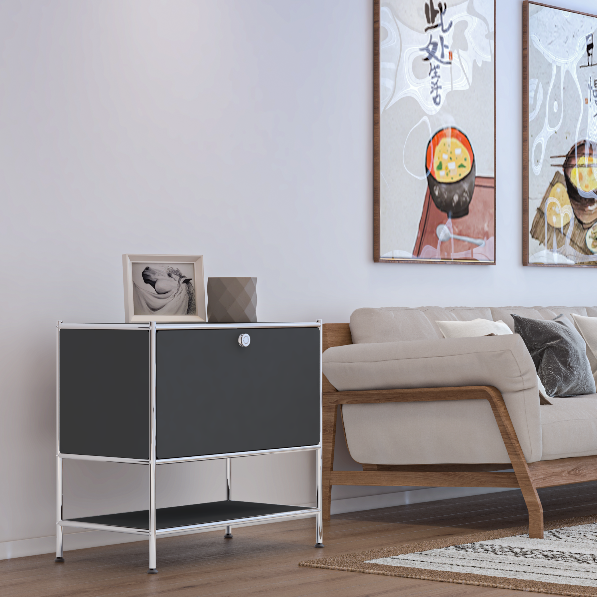 SIMPLINK 27.5-Inch Metal Side Table with Flap Door
