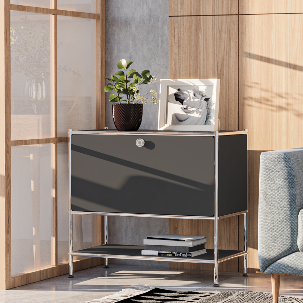 SIMPLINK 27.5-Inch Metal Side Table with Flap Door