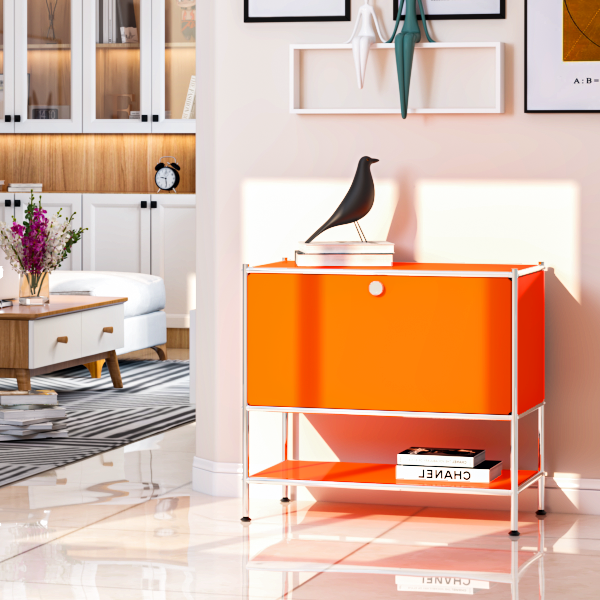 SIMPLINK 27.5-Inch Metal Side Table with Flap Door