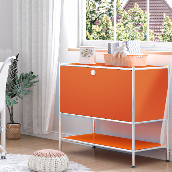 SIMPLINK 27.5-Inch Metal Side Table with Flap Door