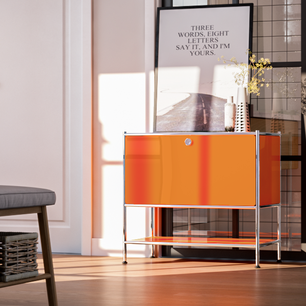 SIMPLINK 27.5-Inch Metal Side Table with Flap Door