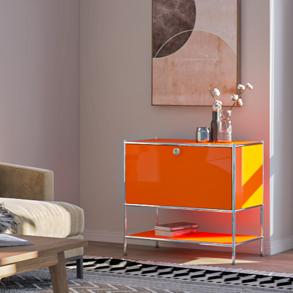 SIMPLINK 27.5-Inch Metal Side Table with Flap Door