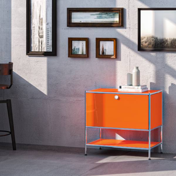 SIMPLINK 27.5-Inch Metal Side Table with Flap Door