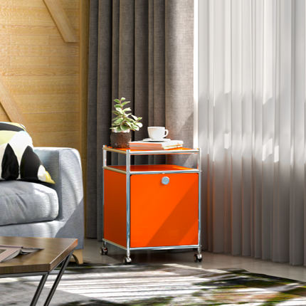 Storage Cart with 1 Flap Door Orange