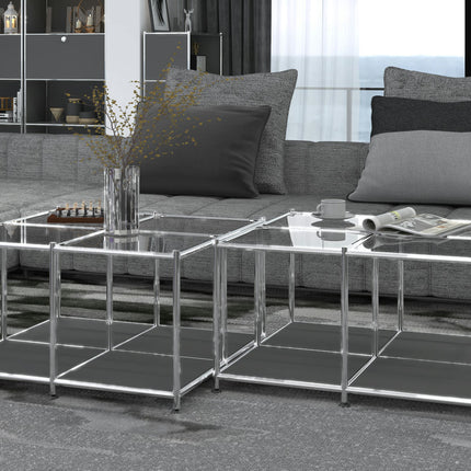 Metal Square Coffee Table with Storage Grey