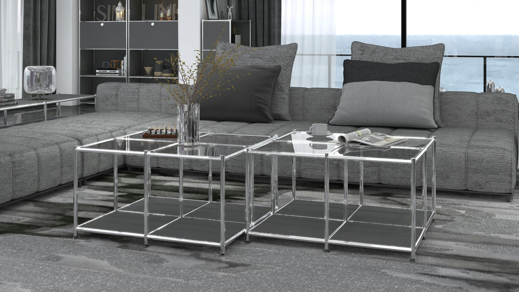 SIMPLINK 30.7-Inch Square Metal Coffee Table with Open Storage