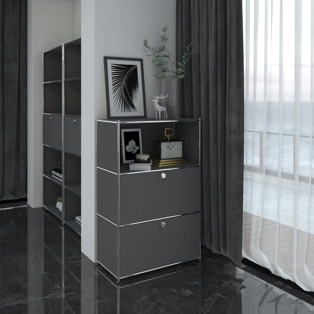 SIMPLINK 47-Inch Metal Storage Cabinet with Open Shelves