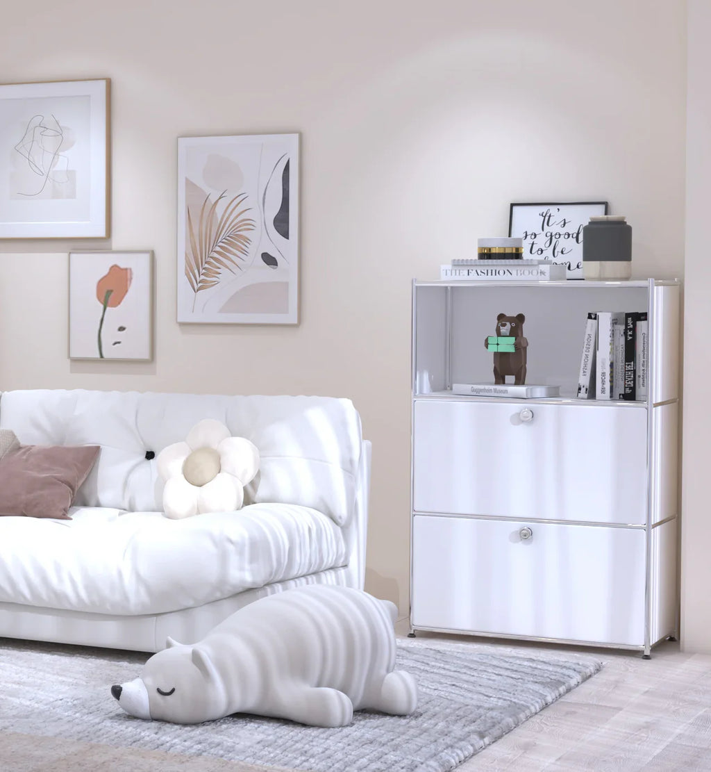 SIMPLINK 47-Inch Metal Storage Cabinet with Open Shelves