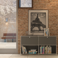 SIMPLINK 60-Inch Wide Metal Sideboard Cabinet with 2 Flap Doors