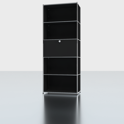 Metal High Shelf with 1 Flap Door Black