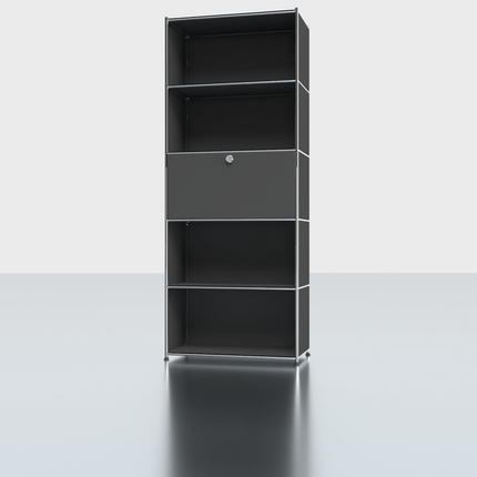 Metal High Shelf with 1 Flap Door Grey