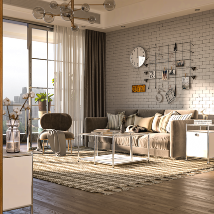 Metal Square Coffee Table with Storage White