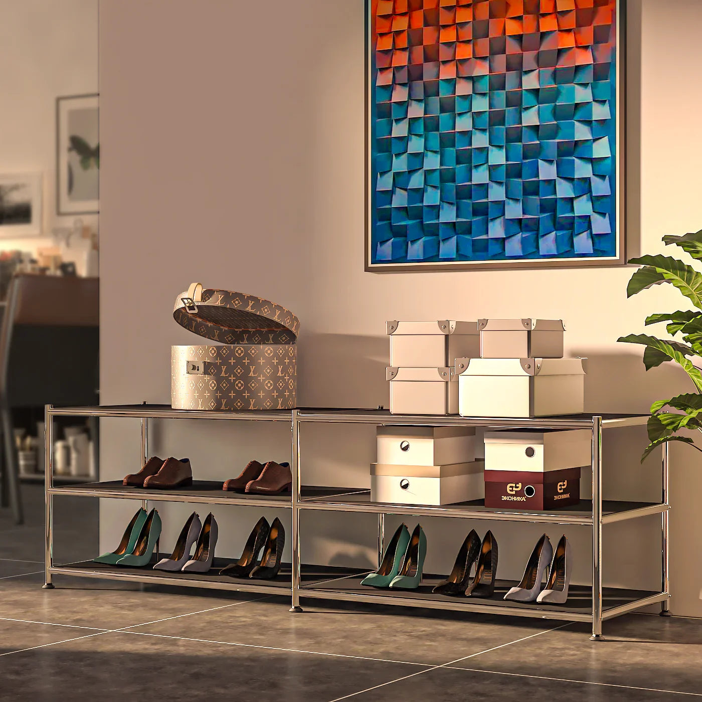 SIMPLINK 60-Inch Wide 3-Tier Metal Storage Shelf
