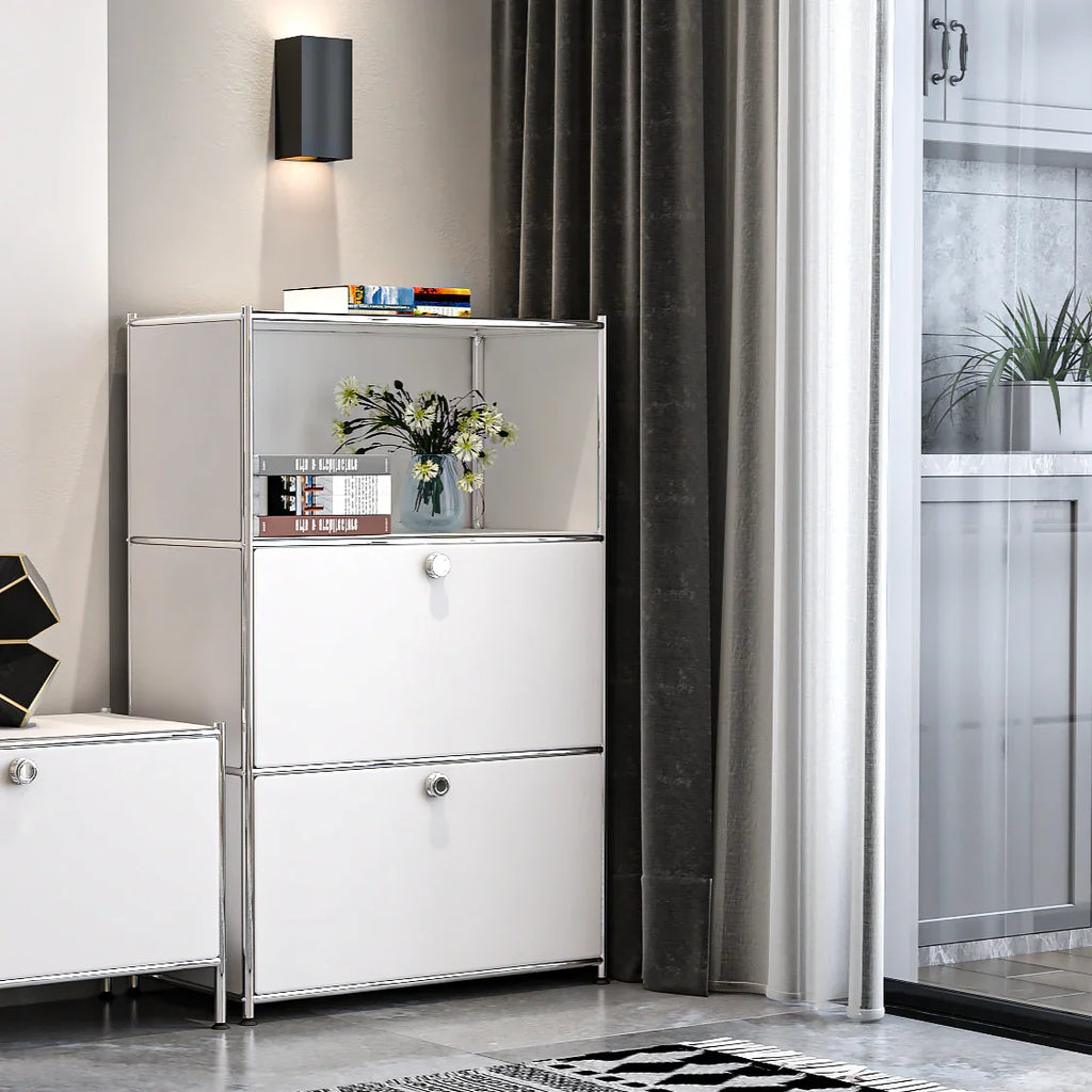 SIMPLINK 47-Inch Metal Storage Cabinet with Open Shelves