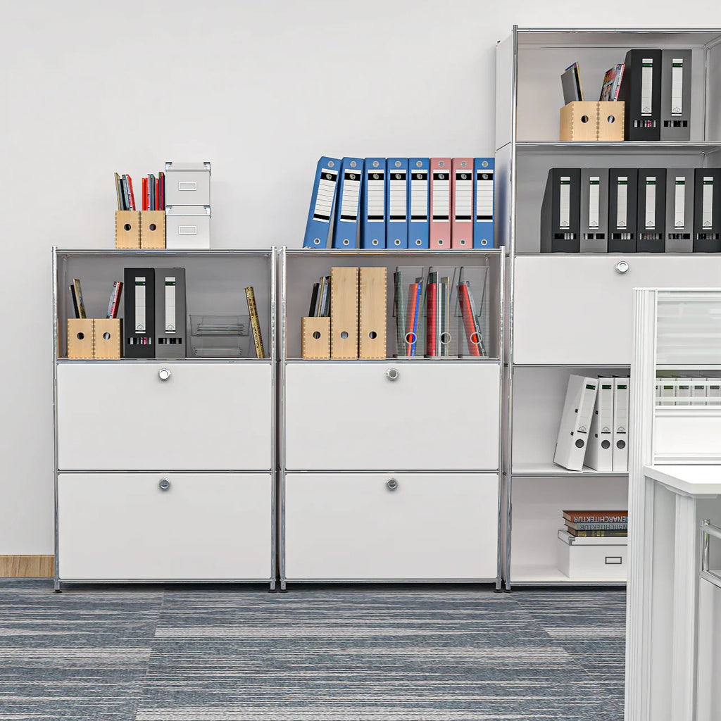 SIMPLINK 47-Inch Metal Storage Cabinet with Open Shelves