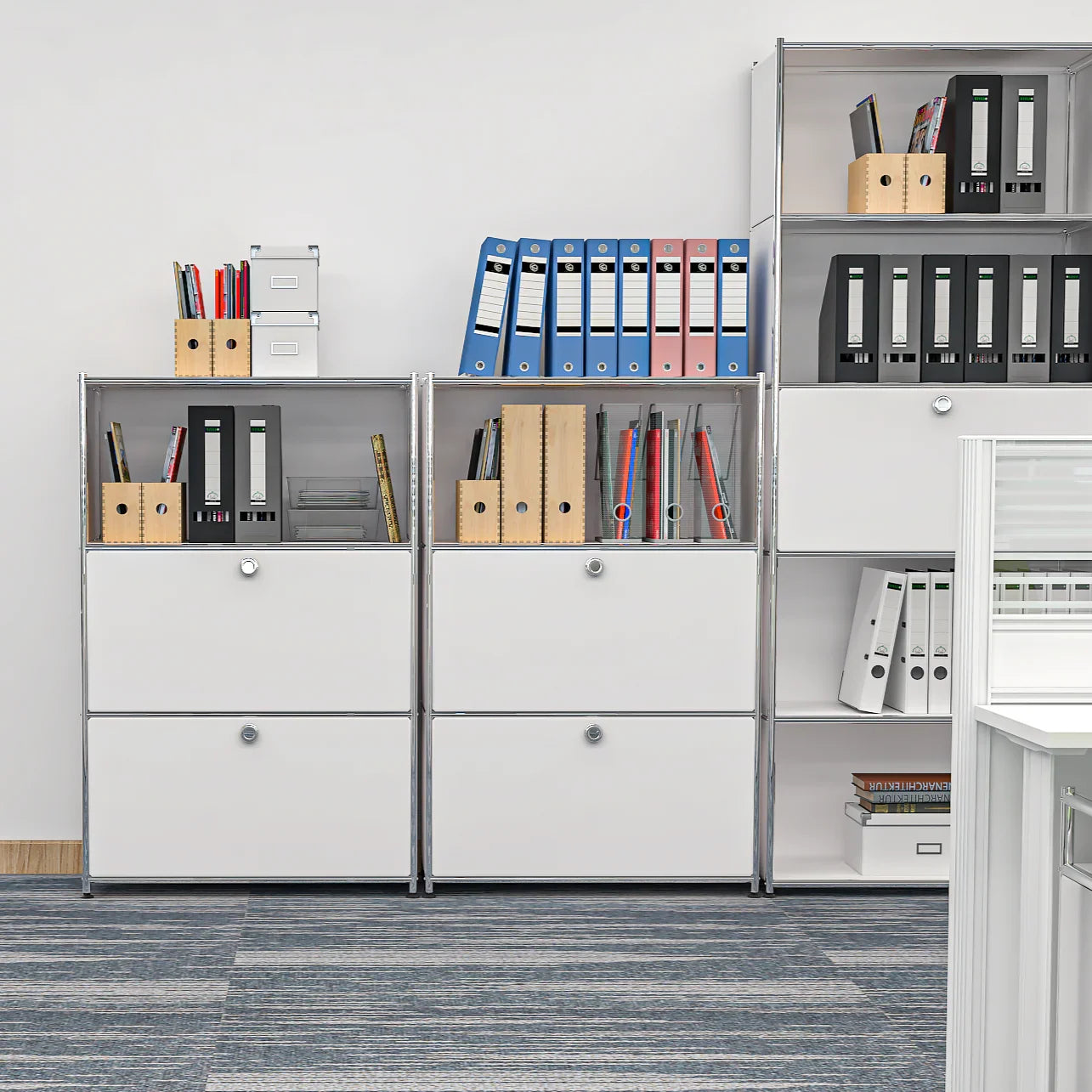 SIMPLINK 47-Inch Metal Storage Cabinet with Open Shelves
