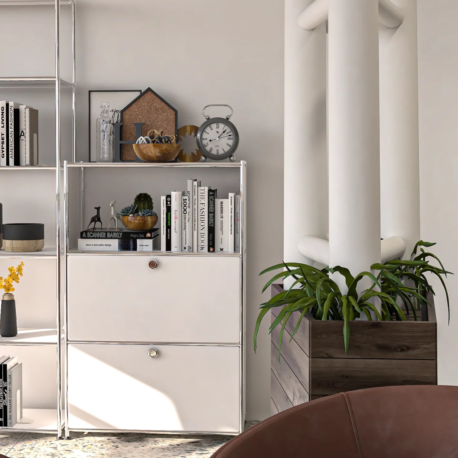 SIMPLINK 47-Inch Metal Storage Cabinet with Open Shelves
