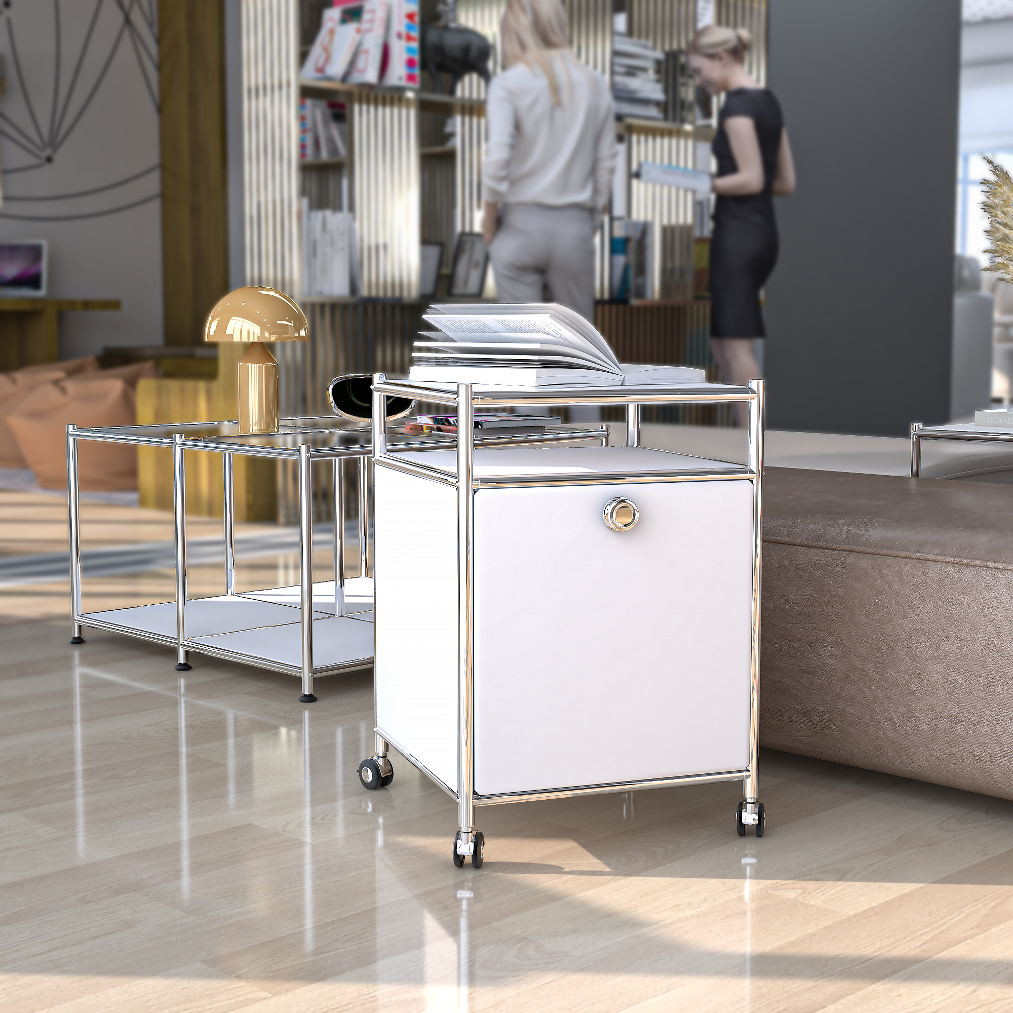 SIMPLINK 23-Inch Metal Storage Cart with Flap Door