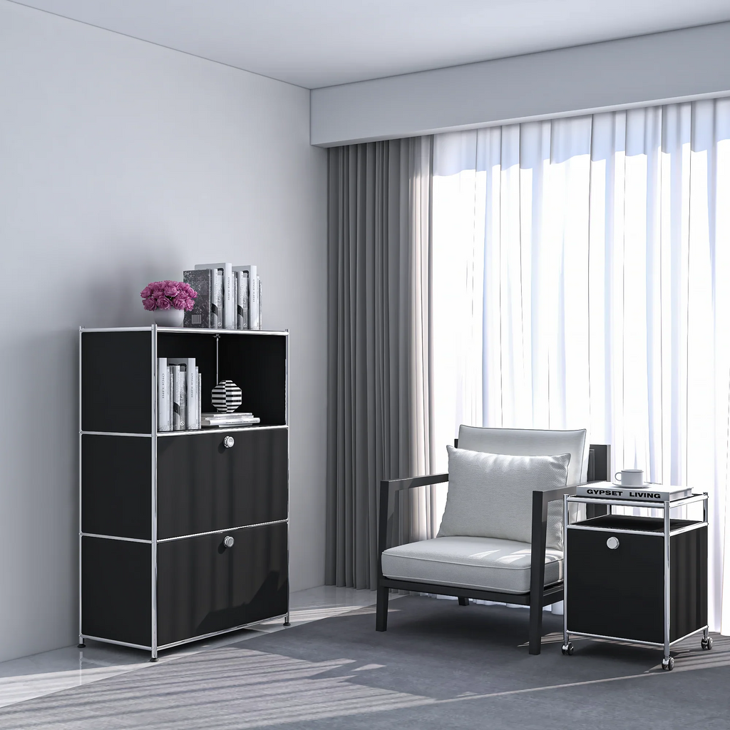 SIMPLINK 47-Inch Metal Storage Cabinet with Open Shelves