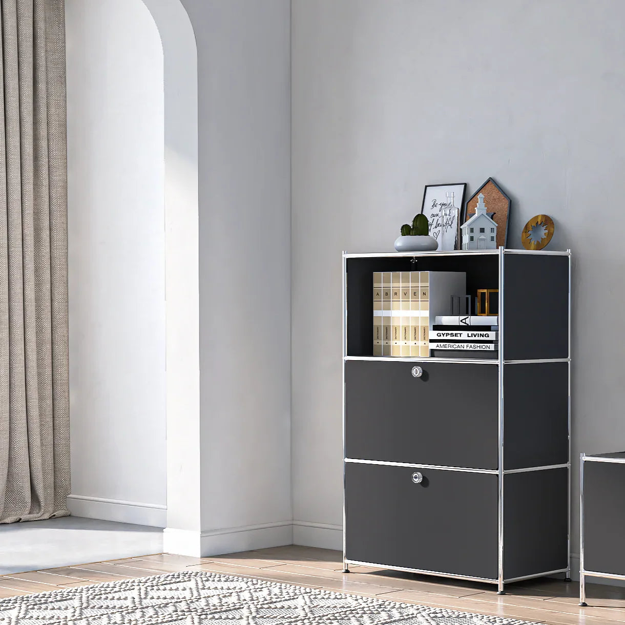 SIMPLINK 47-Inch Metal Storage Cabinet with Open Shelves – Simplink SIMPLINK 47-Inch Metal Storage Cabinet with Open Shelves – Simplink