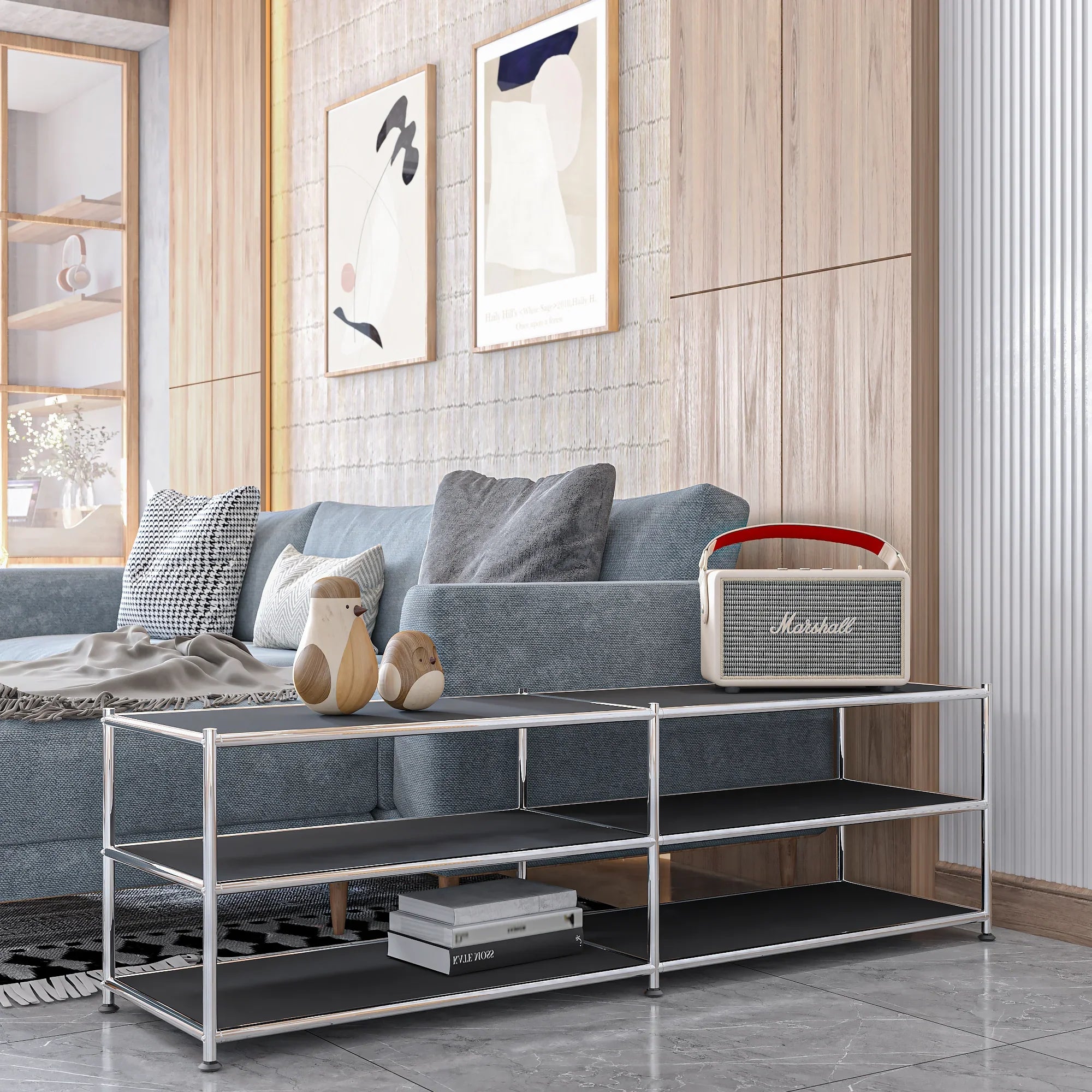 SIMPLINK 60-Inch Wide 3-Tier Metal Storage Shelf