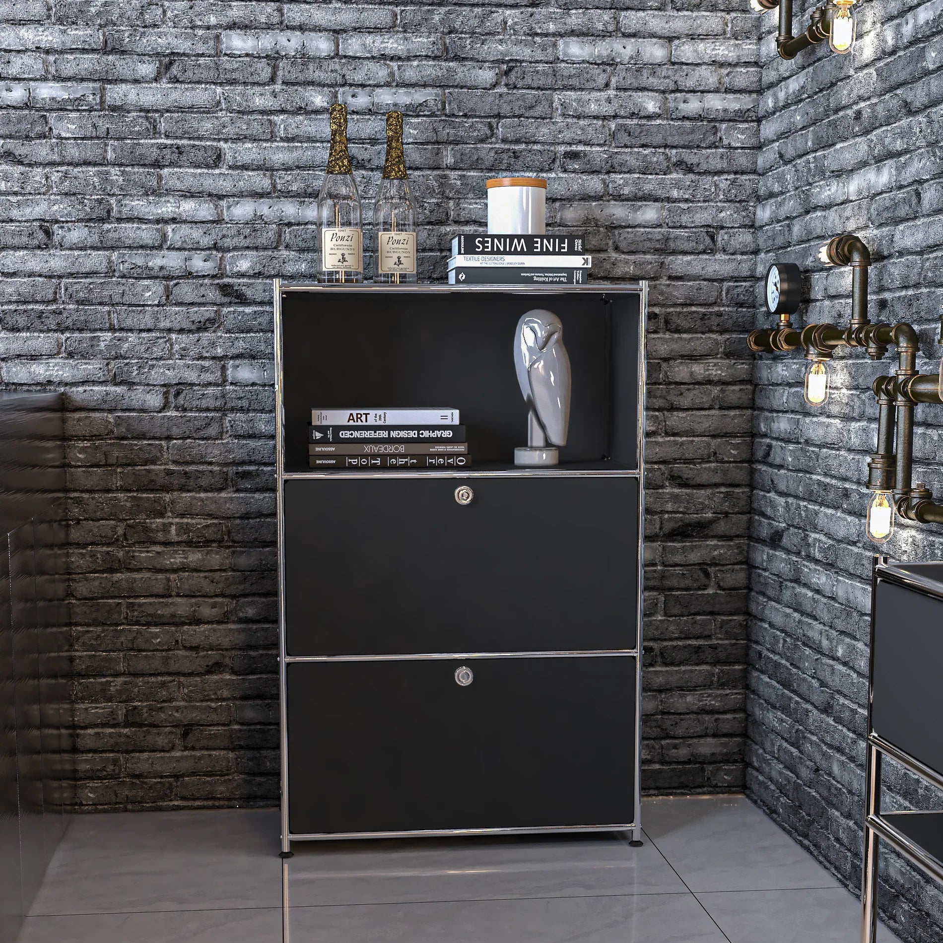 SIMPLINK 47-Inch Metal Storage Cabinet with Open Shelves