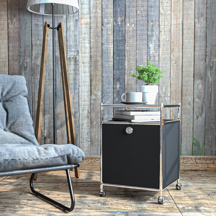 Storage Cart with 1 Flap Door Black