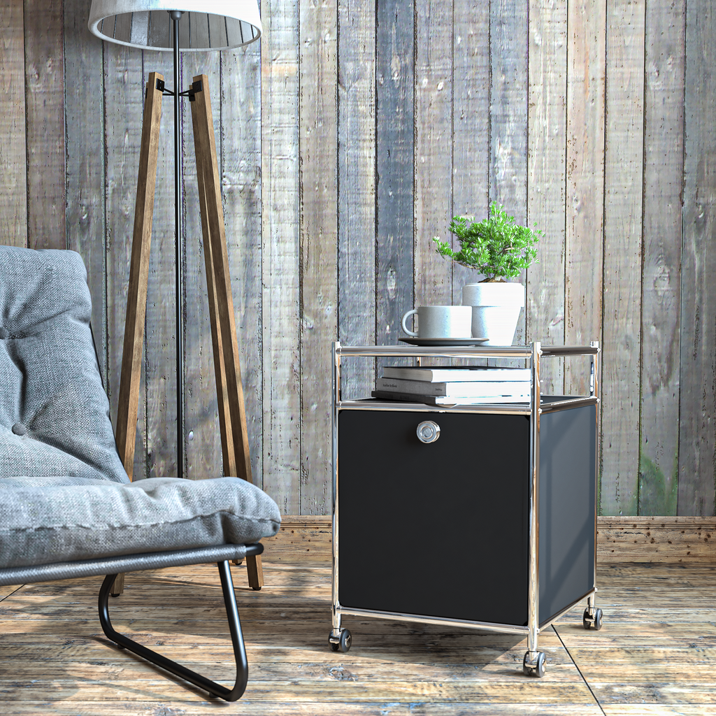 SIMPLINK 23-Inch Metal Storage Cart with Flap Door