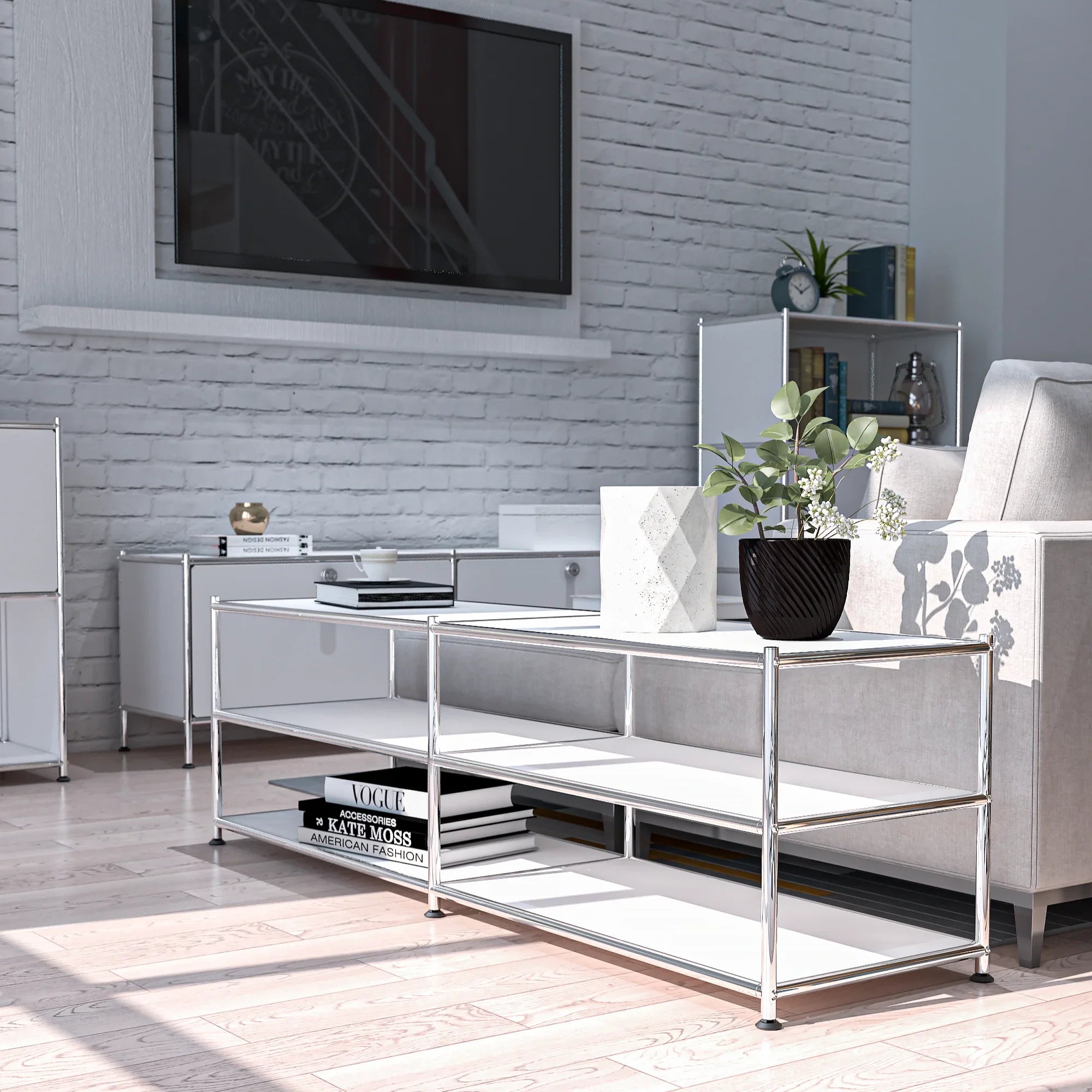 SIMPLINK 60-Inch Wide 3-Tier Metal Storage Shelf