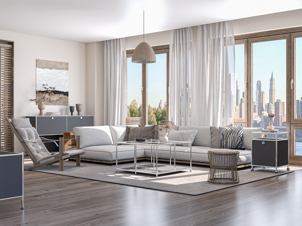SIMPLINK 30.7-Inch Square Metal Coffee Table with Open Storage