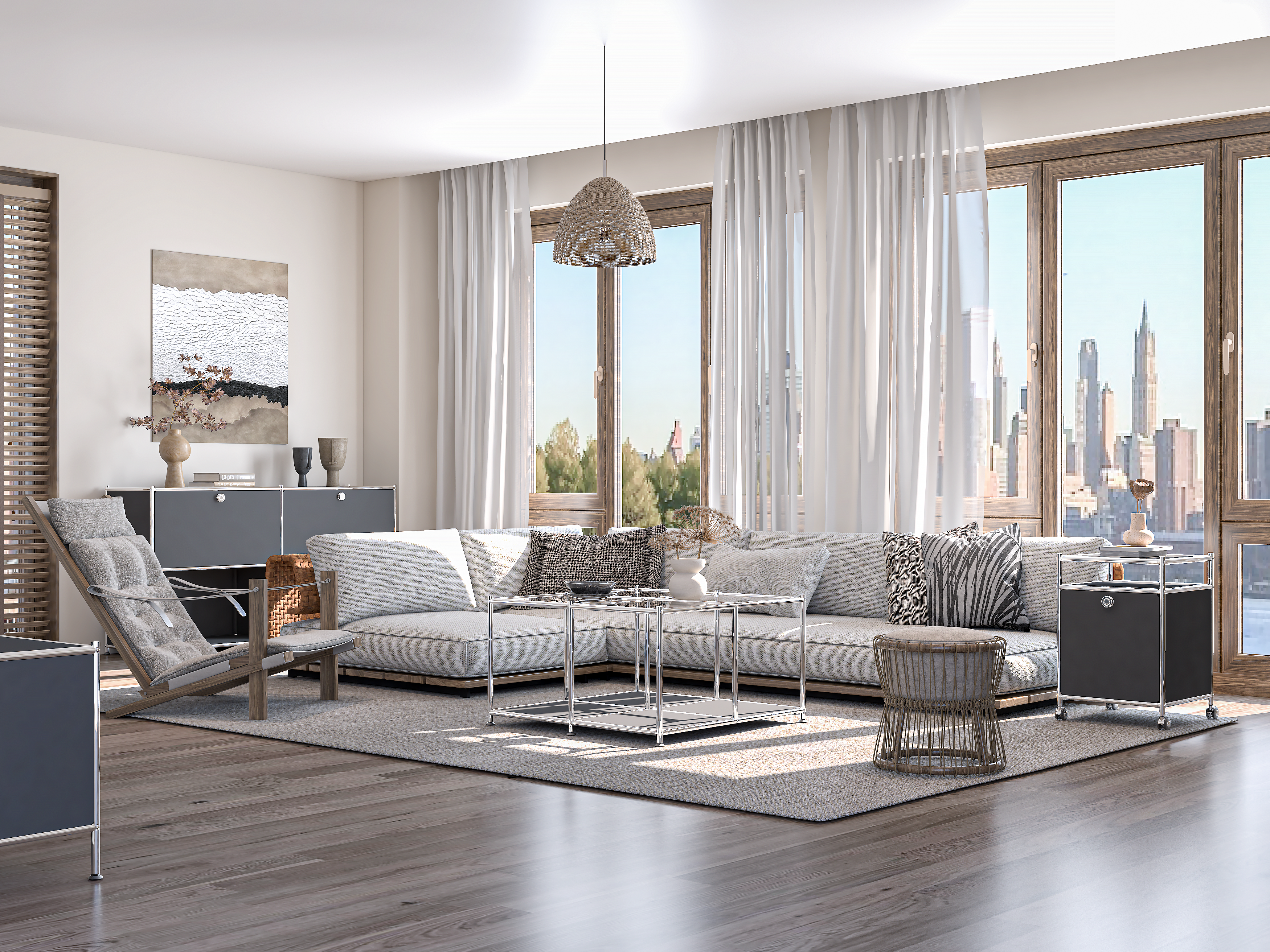SIMPLINK 30.7-Inch Square Metal Coffee Table with Open Storage