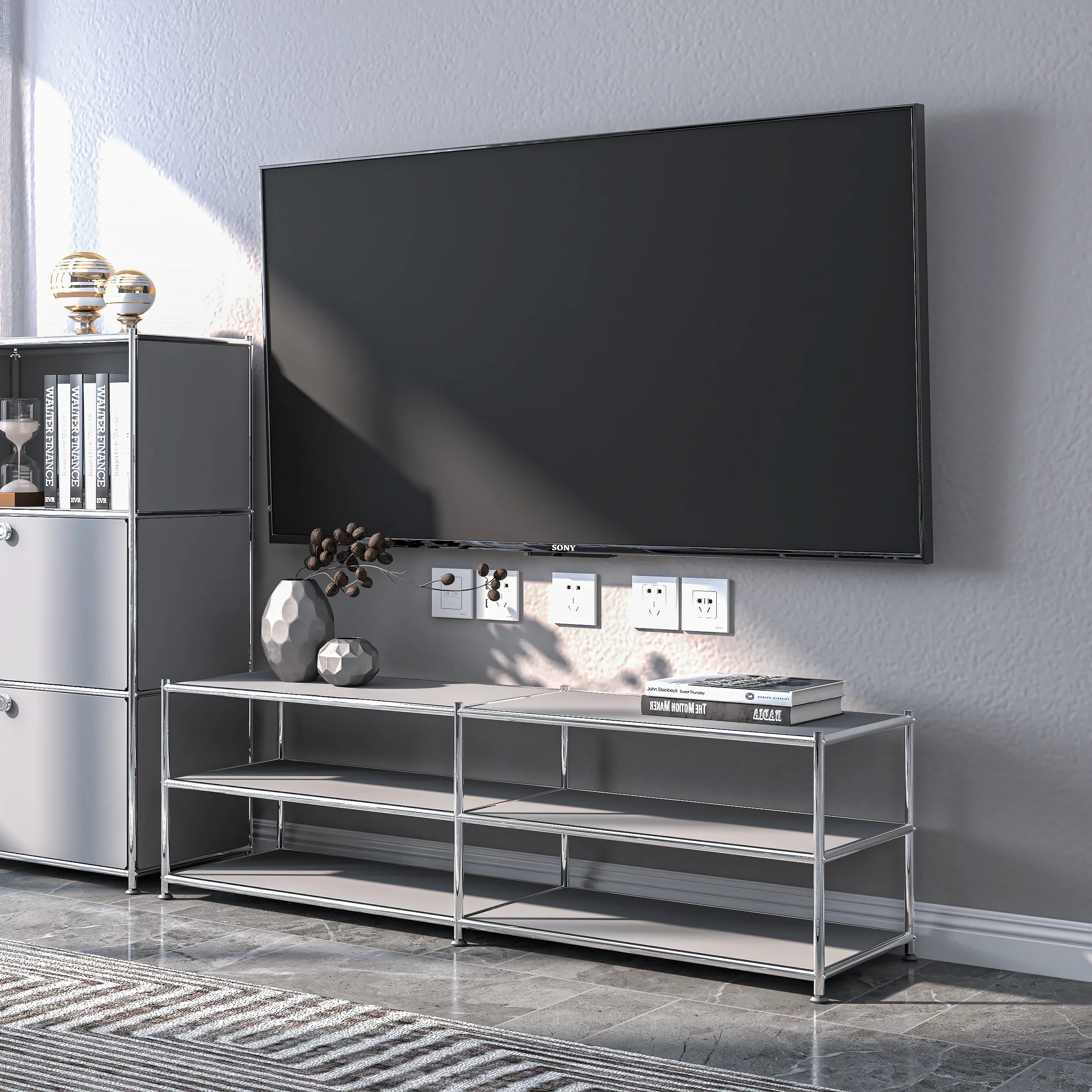 SIMPLINK 60-Inch Wide 3-Tier Metal Storage Shelf