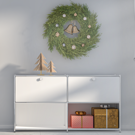 Metal Sideboard with 2 Flap Doors Grey