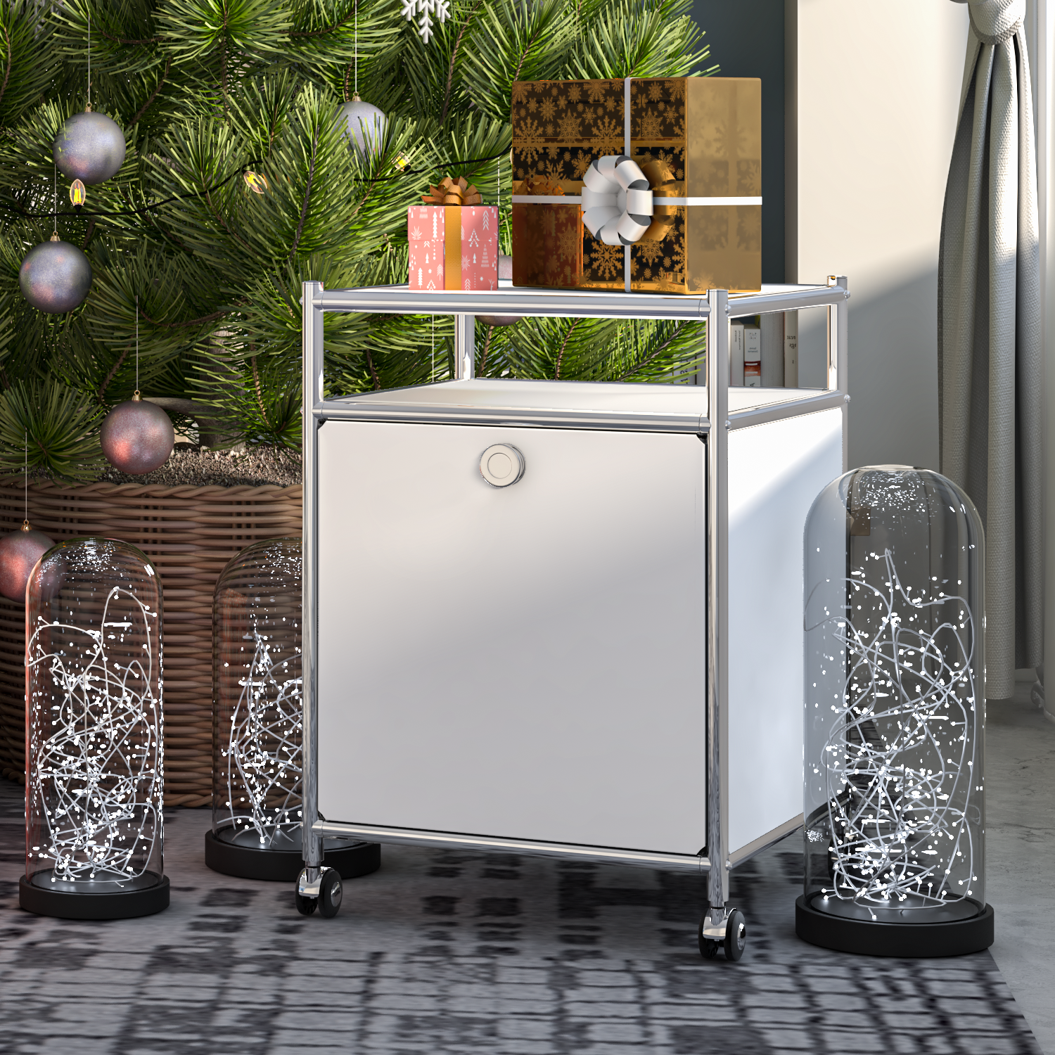 SIMPLINK 23-Inch Metal Storage Cart with Flap Door