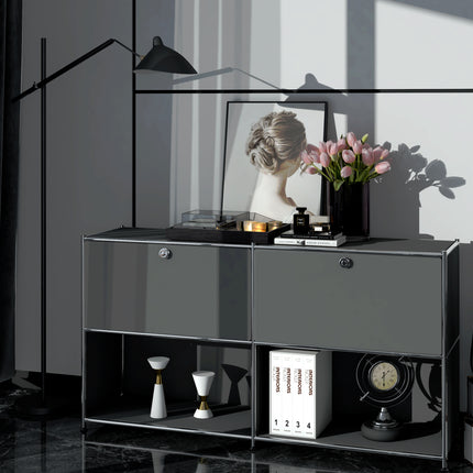 Metal Sideboard with 2 Flap Doors Grey