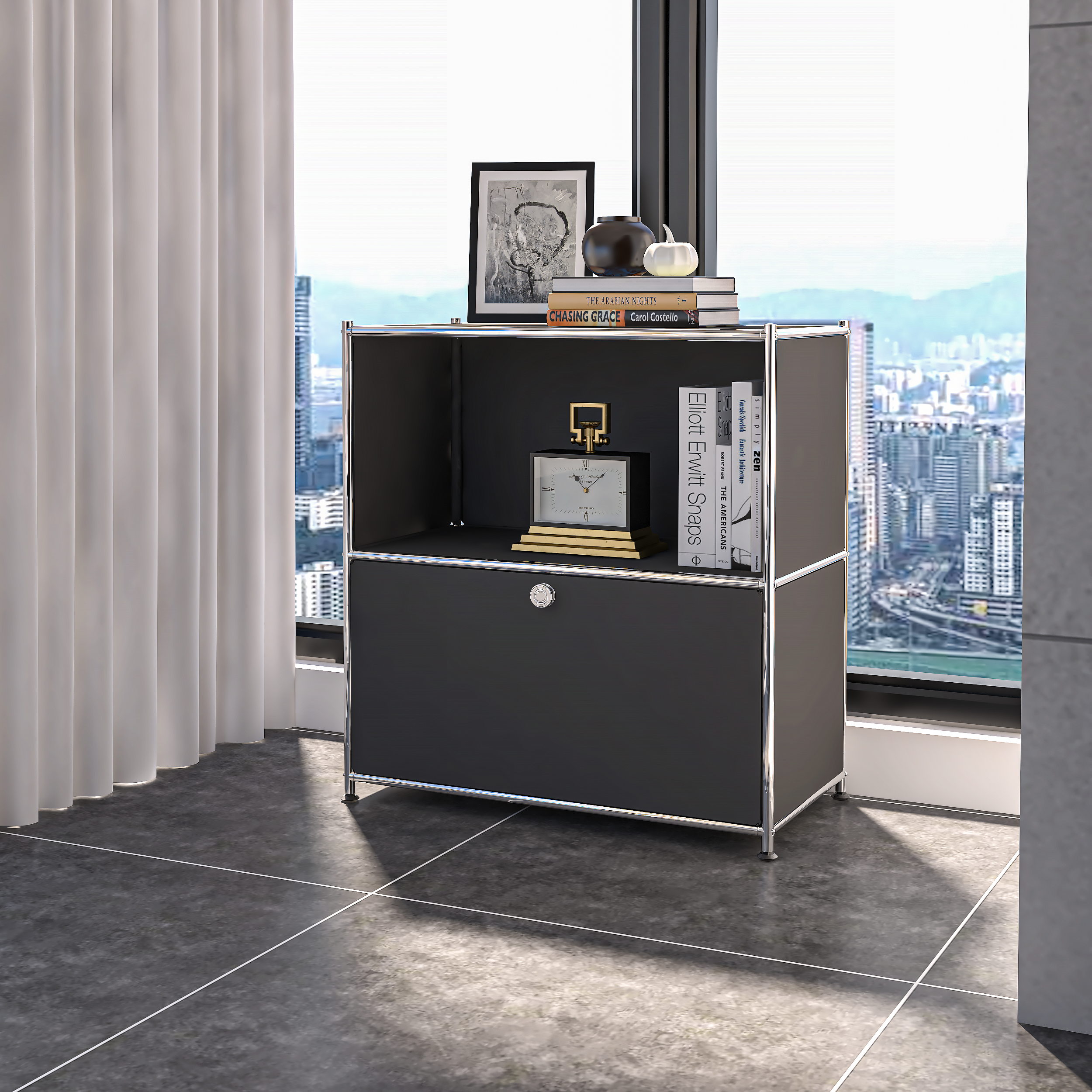 SIMPLINK 32.5-Inch Metal Storage Cabinet with Flip-Top Door