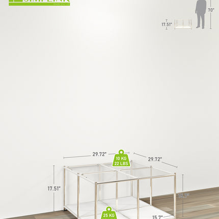 Metal Square Coffee Table with Storage White