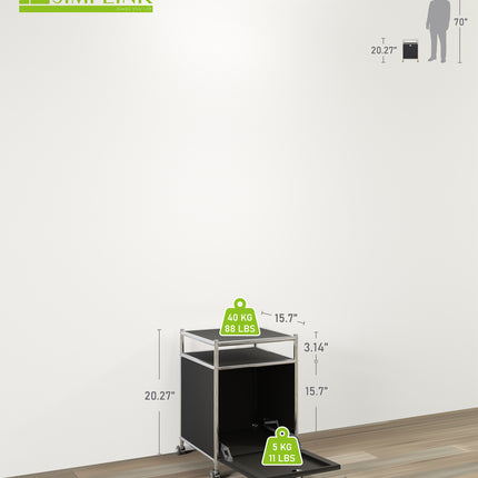 Storage Cart with 1 Flap Door Black